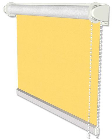 INTERDECO Verdunkelungsrollo/Thermo Rollo, Gelb BxH 71 x 215 cm, Klemmfix Rollos ohne Bohren für Balkontüren, Seitenzugrollos mit Silberbeschichtung