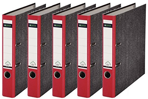 Leitz 1080/1050 Standard Ordner A4 (schmal, rot, 5er Pack)