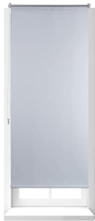 Relaxdays Thermo Verdunklungsrollo, Hitzeschutz, Fenster Seitenzugrollo, Klemmfix ohne bohren, 70x160, Stoff 66 cm, weiß