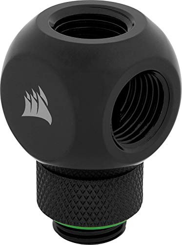 Corsair Hydro X Serie, Splitter a Y Rotary XF (Filettature BSPP G1/4” Standard, Meccanismo di Rotazione a Tenuta, Finitura Alta Qualità, Ottimizzato per Portate Elevate) Nero