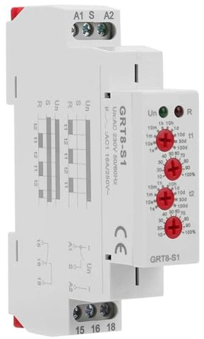 Rele Temporizador,Rele 220v,Contactor 220v,GRT8-S1 Mini Temporizador de Ciclo asimétrico Encendido/Apagado Repetir Ciclo de Tiempo DIN Rail