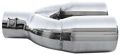 Doble Punta de Escape Coche Trim Car End Pipe Silenciador Deportivo Acero Inoxidable Cromo Universal