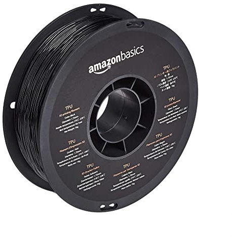 Amazon Basics Filamento per stampanti 3D, in poliuretano termoplastico (TPU), 1.75 mm, nero, bobina da 1 kg