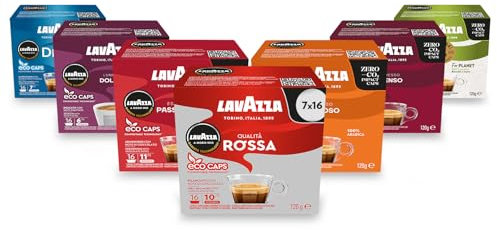 Lavazza A Modo Mio Eco Coffee Pods. All 7 Blends Variety Pack (112 Capsules) Including Intenso, Passionale, Delizioso, Dolce and Many More