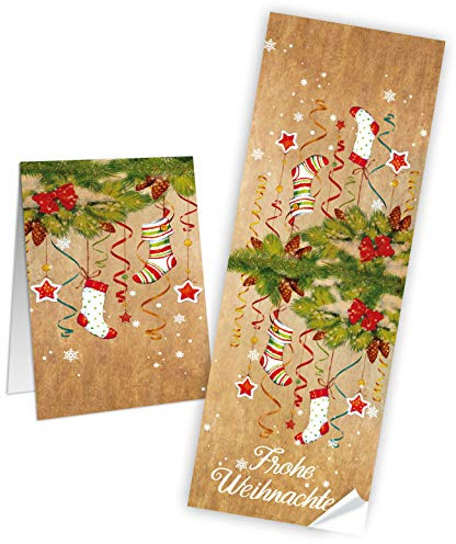 25 Frohe Weihnachten Aufkleber 7 x 21 cm Paketaufkleber Geschenk Sticker Weihnachtsaufkleber rot weiß hochwertig Made in Germany Logbuch-Verlag