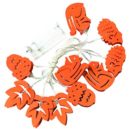 SOLUSTRE Thanksgiving-Lichterketten Eichhörnchen Igel Ahornblatt Tannenzapfen LED-Lichterketten Hausgarten Dekorationen für Halloween Thanksgiving Partyzubehör