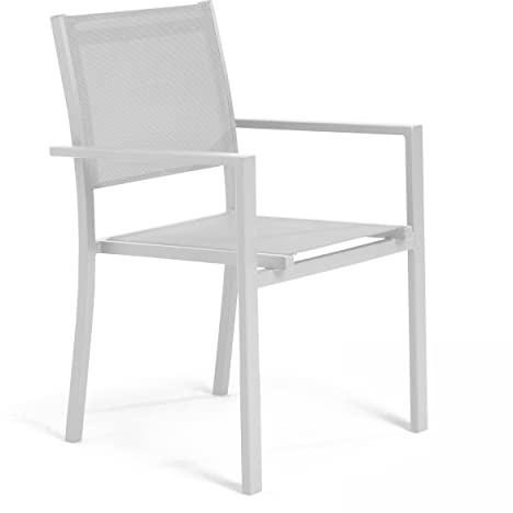 Oviala - Sillón de jardín (aluminio y textileno), color blanco