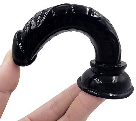WNBXZ Anal Dildo Realista Dildo Mini Dildo Soft Silicone Material con Una Potente Ventosa Pequeño Y Hermoso Enchufe Anal Una Variedad De Colores para Su Elección Juguetes Sexuales para Parejas,Negro