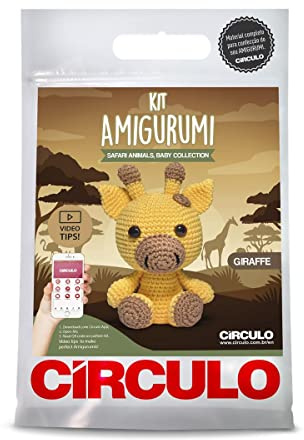 CRCULO Amigurumi Safari Häkelset - Alles inklusive, einfache Anleitung für Anfänger - Premium Garn zum Häkeln - Tierset mit Giraffe