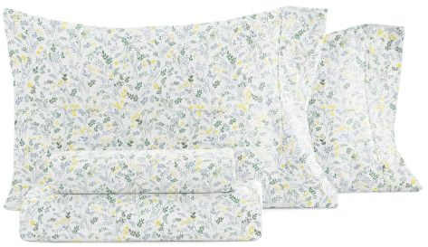 Linen Market Patterned Microfiber Queen Sheet Set 4 Piece – Oeko-TEX Certified Ultra Soft & Wrinkle-Free - 16 Deep Pocket Sheets - Easy Care Queen Size - Wildflower Light Blue
