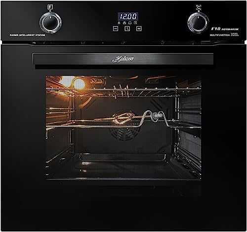 Kaiser EH 6367 Exklusiver Einbau Backofen 60 cm in Schwarz 79L Energieeffizienzklasse A Selbstreinigung ElektroBackofen mit 10 funkt.: Ober- / Unterhitze, Heißluftsystem, Infrarotgrill, Drehspieß