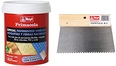 Rayt 555-09 Primacola C-15 Adhesivo acrílico especial para pavimentos de PVC, pavimentos vinílicos + Espátula dentada B-3-1691 Para aplicación de adhesivos