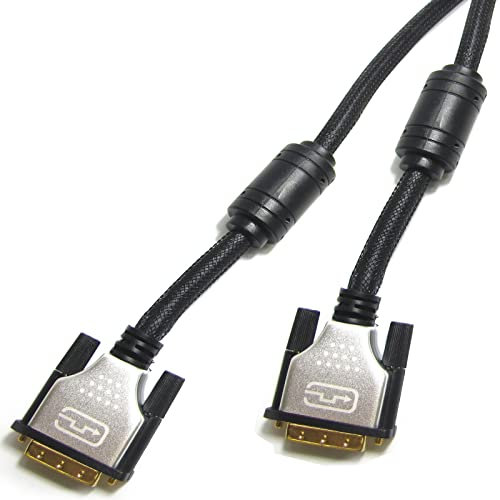 CableMarkt - Super câble Double Liaison de 1,8 m de Long avec Connexion tressée DVI-D mâle vers DVI-D mâle