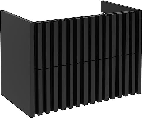 Lomadox Waschtischunterschrank Waschbeckenschrank 80 cm schwarz, Lammellenfront, 2 Softclose-Schubkästen, B/H/T: 80/56/45 cm