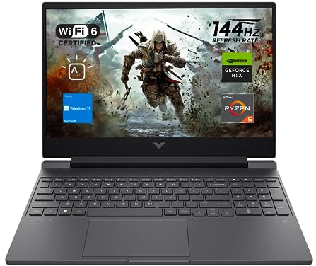 HP Victus 15 Gaming Laptop, 15.6 FHD 144Hz Display, AMD Ryzen 5 7535HS, 32GB DDR5 RAM, 1TB PCIe M.2 SSD, NVIDIA GeForce RTX 2050, HDMI, Webcam, Backlit Keyboard, Wi-Fi 6, Windows 11 Home, Silver