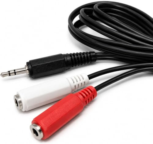 2m 3.5mm Stereo Jack Plug to 2 x 3.5mm Mono Jack Sockets Cable Lead (6.5ft)