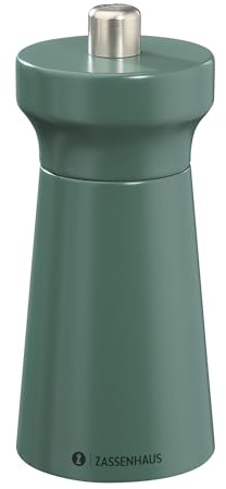 Zassenhaus Westerland Deep Forest Salt Mill, Lacquered Beech Wood, with Infinitely Adjustable High Performance Ceramic Grinder, Spice Mill for Salt, 12 cm, Diameter 5.4 cm