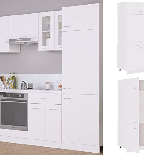 Camerina Kühlumbauschrank Weiß 60x57x207 cm Holzwerkstoff KüChenoberschräNke Bad Schrank HäNgend KüChenvitrine