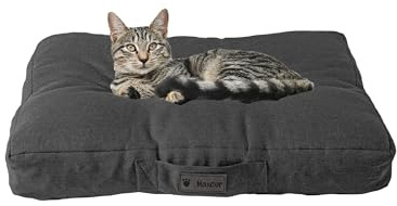 MaxCor Rechteckiges Kissen für Hunde und Katzen, aus Memory-Schaum, orthopädisch, klein, anthrazit, wasserdicht und entspannend, lindert und bewahrt die Gelenke, verformt sich nicht und ist