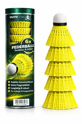 Federbälle gelb für Badminton: Für Training und Wettkampf - Federball Badmintonbälle - Federball für Outdoor und Indoor