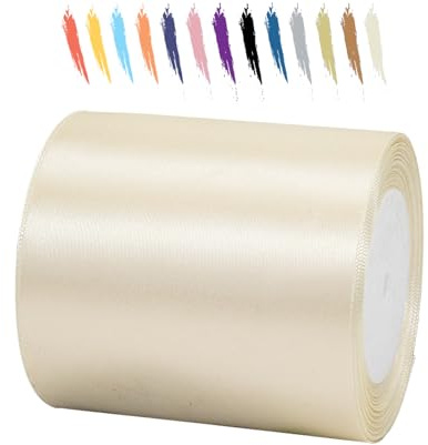 Cremeweiß 100mm Satinband 23 Meter, Polyesterband, verschönern Sie Ihre Bastelarbeiten und Feiern, ideal für Geschenkverpackungen, Dekorationen, Hochzeitsautoband, Bänder zum Basteln
