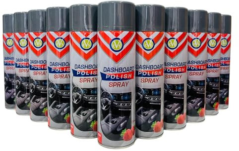 CVS Dashboard Shine Silicone Spray: Cleans, Shines & Protects Car Interior Trim | Restores Luster | Car Interior Cleaner - Removes Dirt, Dust & Residue | Scented - 500ML (STRAWBERRY, Pack of 12)