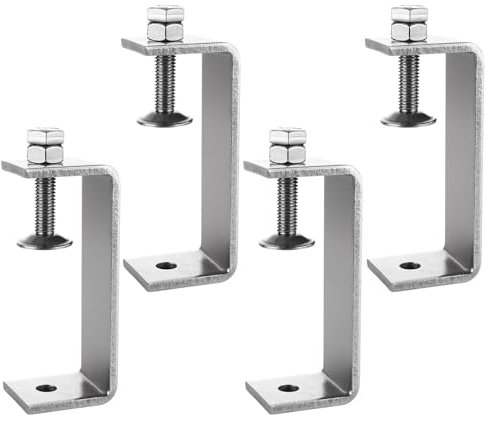 AKOLAFE 4 Pack Heavy Duty C Clamps Set 4 Inch Desk Clamp Mount Bulk 69-93 MM Adjustable C-Clamps with M10 Hole Stainless Steel U Clamp Small G Clamp Metal Tiger Clamps for Woodworking Welding Building