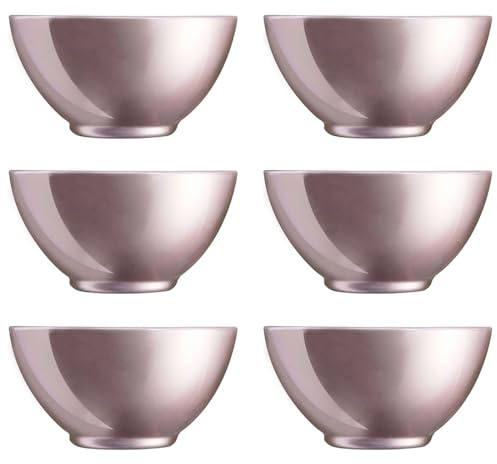 Acan Tradineur - Pack de 6 Boles de Vidrio Opal, Cuenco, tazón para Desayuno Extra Resistente, postres, Aperitivos, Apto para lavavajillas y microondas (Plateado - 50 cl - 13,2 x 6,8 cm)
