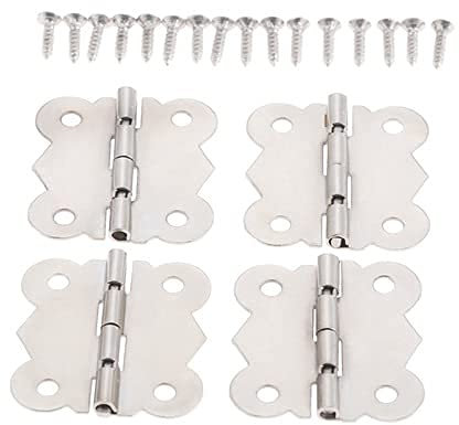 Scharnier, antikes Silber, Schranktür, Möbel, 4 Löcher, Schmetterling, dekoratives Scharnier, Möbelbeschläge + Schrauben(Size:30X27mm 4pcs)