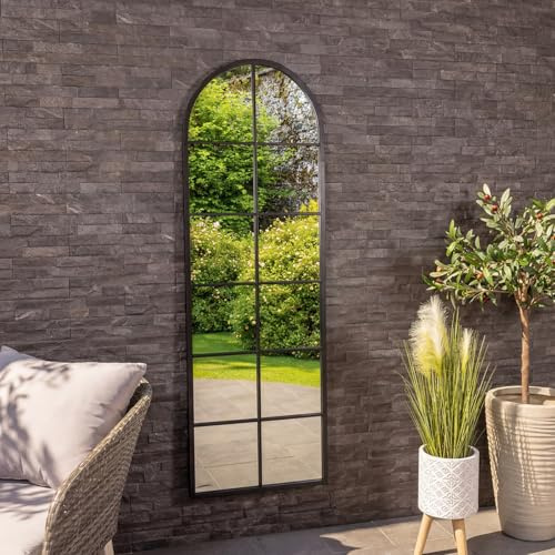 CHARLES BENTLEY Bern Arch Garden Wall Mirror, Iron, Black, 165 x 55 cm