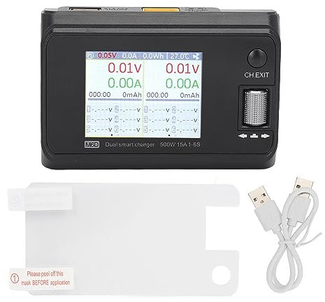 Chargeur de Sortie à Double Canal avec écran LCD de 2,4 Pouces, 500W DC, Chargeur Intelligent D'équilibre de Batterie, Chargeur de Batterie au Lithium