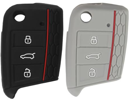 Schutzhülle für Schlüssel, 3 Tasten Auto Schlüssel Silikon Cover, Weiche Abdeckung Autoschlüssel Schwarz, Autoschlüssel Hülle Geeignet VW, VW Golf Polo Tiguan Skoda Passat