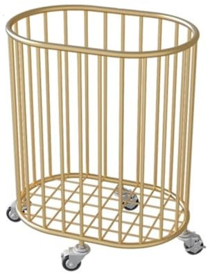 TOTIKI Wäschesammler Wäschekorb Aus Eisen Mit Rädern, Wäschekorb, Nordischer Wäschekorb Für Wohnheim, Badezimmer, Schlafzimmer, Waschküche Aufbewahrungskorb Wäschekorb(Gold)