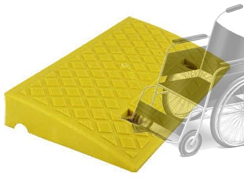 Tragbare Rollstuhlrampe aus Kunststoff für Stufen und Türen, rutschfeste Schwellenrampe für Roller, Einfahrten und Garagen (Gelb, 13 cm)