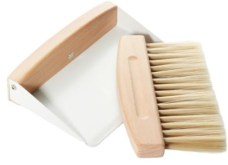 BONUMVITA Kleines Kehrschaufel- und Besen-Set mit Holzgriff, tragbarer Handbesen und Metall-Kehrschaufel-Set, Mini-Holzbürste mit Kehrschaufel-Set für Zuhause, Küche, Büro, Schreibtisch,