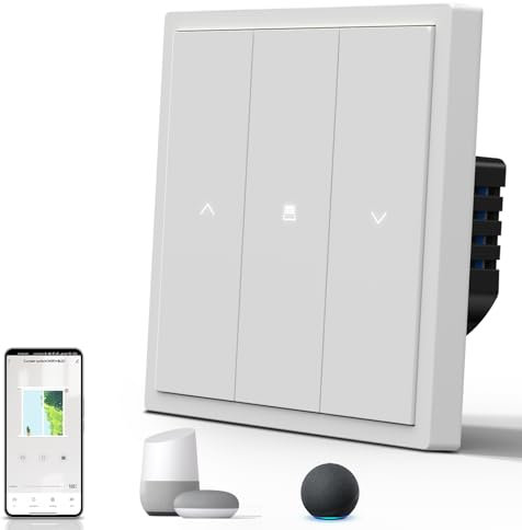 BSEED Smart Rollladenschalter Matt, Wlan Schalter mit Kontrollleuchte, Wechselschalter Unterputz, S-Serie, 86mm Weiß