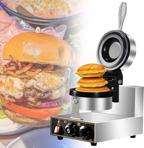 vnmudzeo Commercial Non-Stick UFO Burger Machine 1300 W,50-300℃ Temperature Adjustment,Stainless Steel Double-Sided Heating Sandwich Press,220V