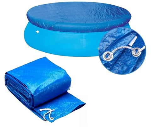 Poolabdeckung Rund, Ynzeyx Abdeckungen für Aufstellpools, Pool Cover Staubschutz für 305cm/10ft Aufblasbare Pools, Solarplane Solarabdeckung