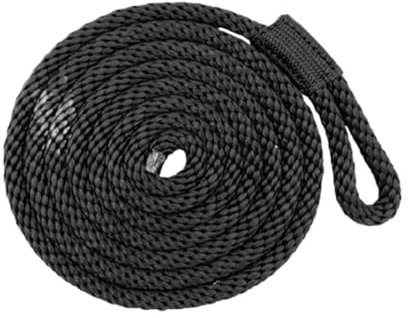 NJIEzhao Ligne de défense de Bateau Accessoires de Bateau Ponton universels avec extrémité fouettée à œillet 3/8 6,56 pi Ligne de Quai Amarrage Corde Marine Attache de Quai Corde de Bateau(Black)