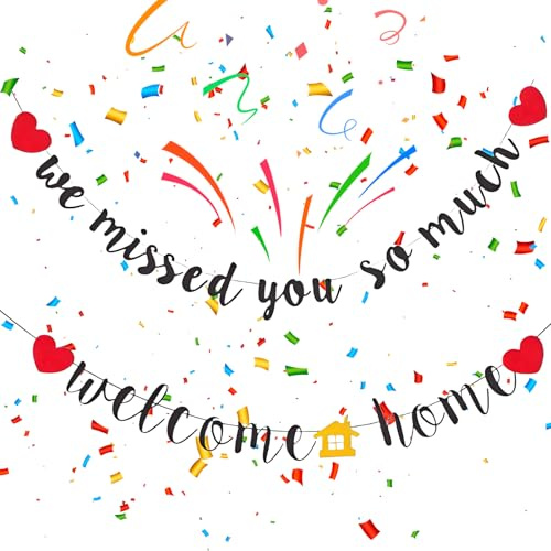 2 Stück Welcome Home Banner Welcome Home Girlande Set, Für Willkommen Zuhause Familienfeiern Willkommen Zu Hause Family Party Entry Banner Dekoration (Schwarz)
