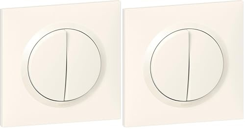 Legrand - Interrupteur double ou interrupteur 2 voies Dooxie 10A-230 V ~ fourni avec plaque carrée blanche (Lot de 2)