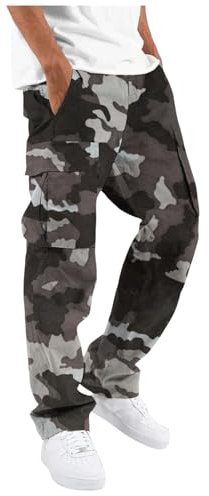 Combat Trousers for Men UK, Stretchy Cargo Pant Work Army Utility & Safety Trousers Tactical Tracksuit Multi Pockets Scruffs Workwear Black XL
