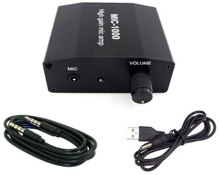 MIC-1000 Amplificador de sonido portátil de aluminio que aumenta los sonidos débiles a 1000 veces para grabaciones de teléfono con cable USB