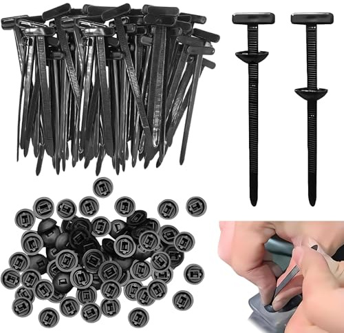 130PCS Nylon Universal Cable Tie Buckle Clips,Heavy Duty Self-Locking Nylon Zip Ties Holder,UV Resistant Multipurpose Car Plastic Ties Black Small Cable Rivet Fasteners for Car Daily Auto Fixing