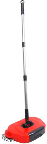 Healifty Balayeuse De Sol Multifonction Rotative 360° Rouge En Abs Et Acier Inoxydable Poignée Réglable, Balai-brosse Sans Électricité Pour Sols Durs Et Plats, Nettoyage Maison Sans Effort