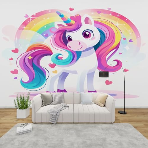 MMYAOKEN Papier Peint Panoramique Licorne 150x105 cm - Décoration Murale Arc en Ciel Fille - Tapisserie Murales Papier Peint Intissé pour Chambre Salon - Moderne Poster Tableaux Photo Muraux