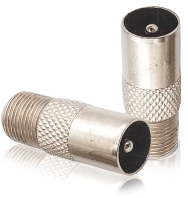 Maobeez 2 Pcs F-Connectors to TV Aerial Coaxial Adapter, F Male to Coax Female & F Female to Coax Male RF Connector Plug Socket Kit for TV Cable Lead