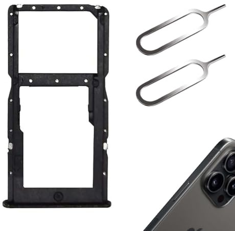 GNALIA 1 Adattatore Sim Card Telefono + 2 Aghi Estrazione, Nero, Standard, Compatibile Con Smartphone Dual Sim, Porta Schede Per Micro/Nano Sim