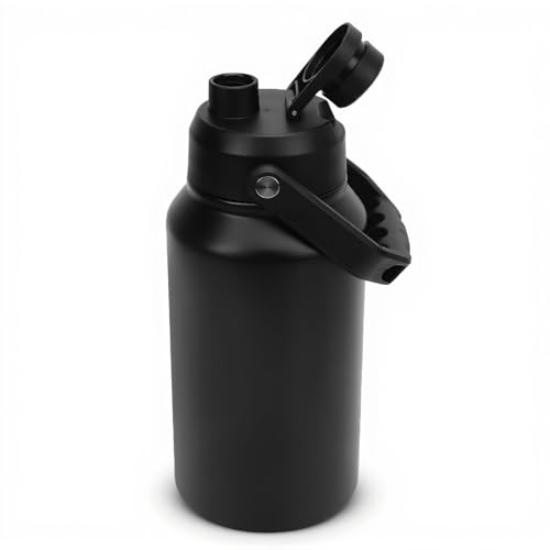 ASHATA Botella de Agua Aislada, 3L 316 Jarra de Agua Deportiva Portátil de Acero Inoxidable de Acero Inoxidable, con de Tapa, Boca Ancha, para Caminata de Gimnasia, Mantenga Frío 48h, (BLACK)