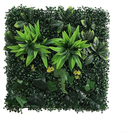 Eawfgtuw Paneles de césped artificial de césped verde de 50 x 50 cm, seto de plástico para decoración de pared, uso en interiores y exteriores, valla de jardín en casa, protección de privacidad (C)